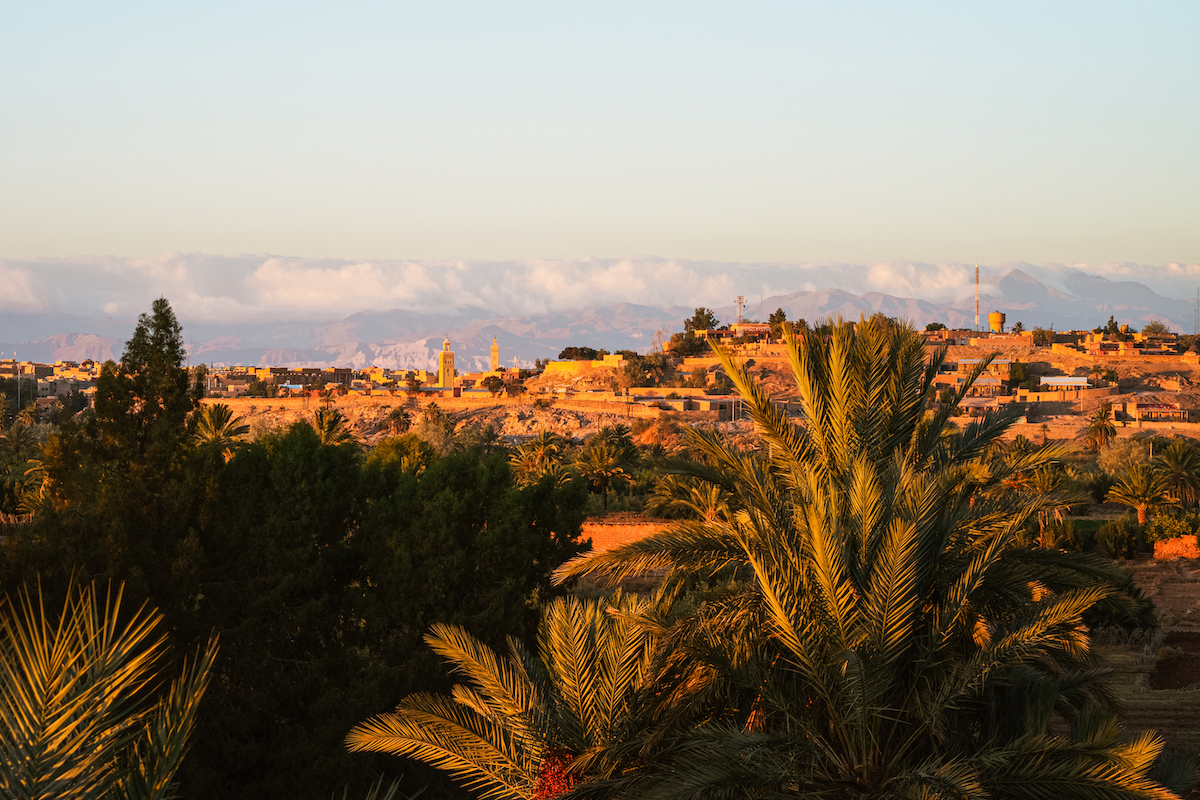 Uitzicht op Ouarzazate vanaf ons hotel in Tabounte