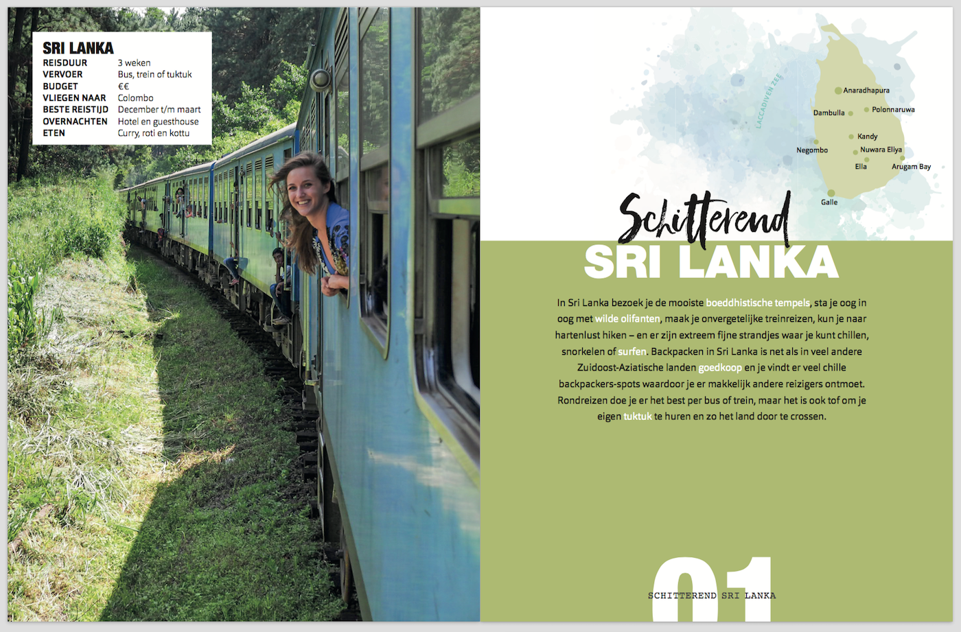 Backpack Bestemmingen boek eerste hoofdstuk Sri Lanka inkijkexemplaar