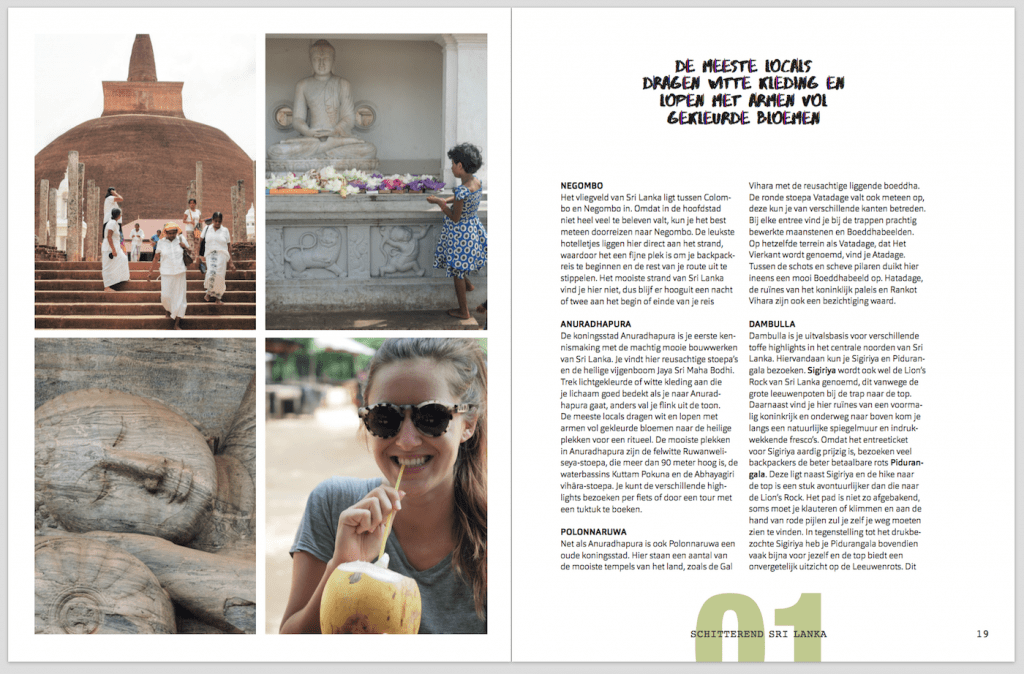 Backpack bestemmingen boek inkijkexemplaar Sri Lanka