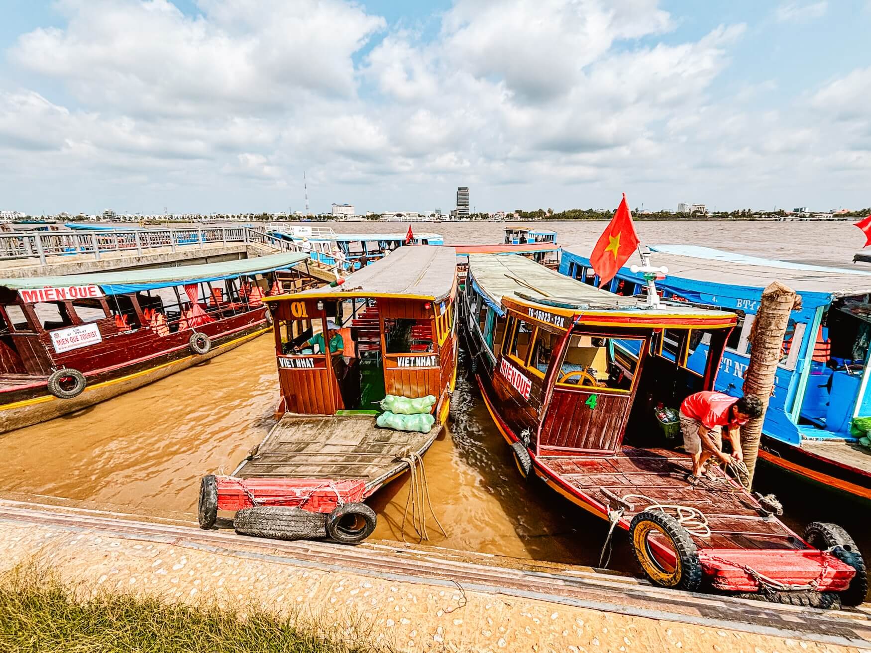 Boot naar de eilanden Mekong Delta