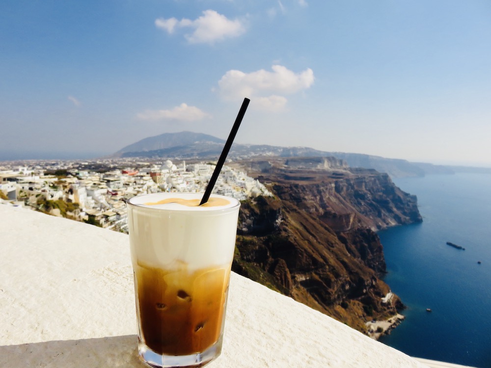 Cycladen eilanden, lokale koffie Santorini