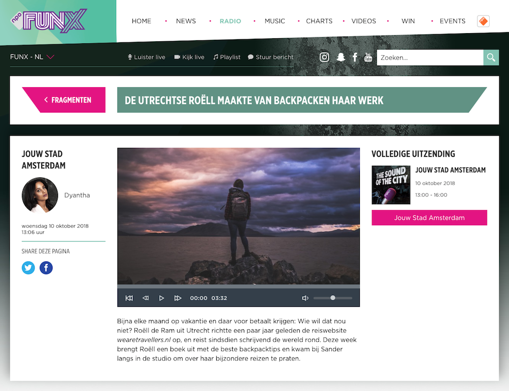 De Utrechtse Roëll maakte van backpacken haar werk bij FunX fragment 1