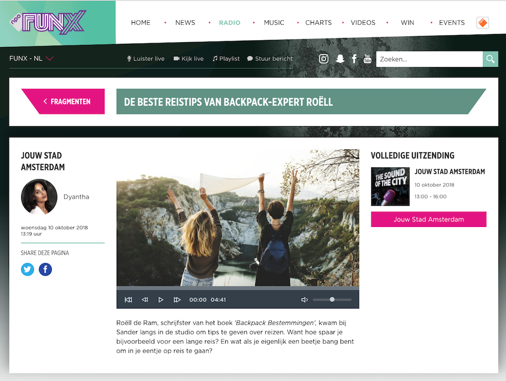 De beste reistips van backpack expert Roell FUNX Radio interview