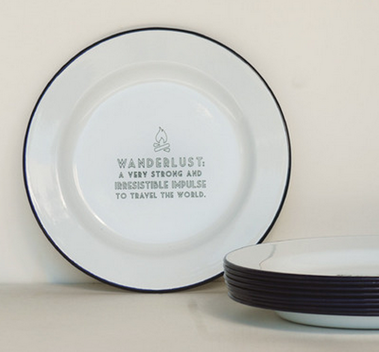 Emaille bord wanderlust emaille servies