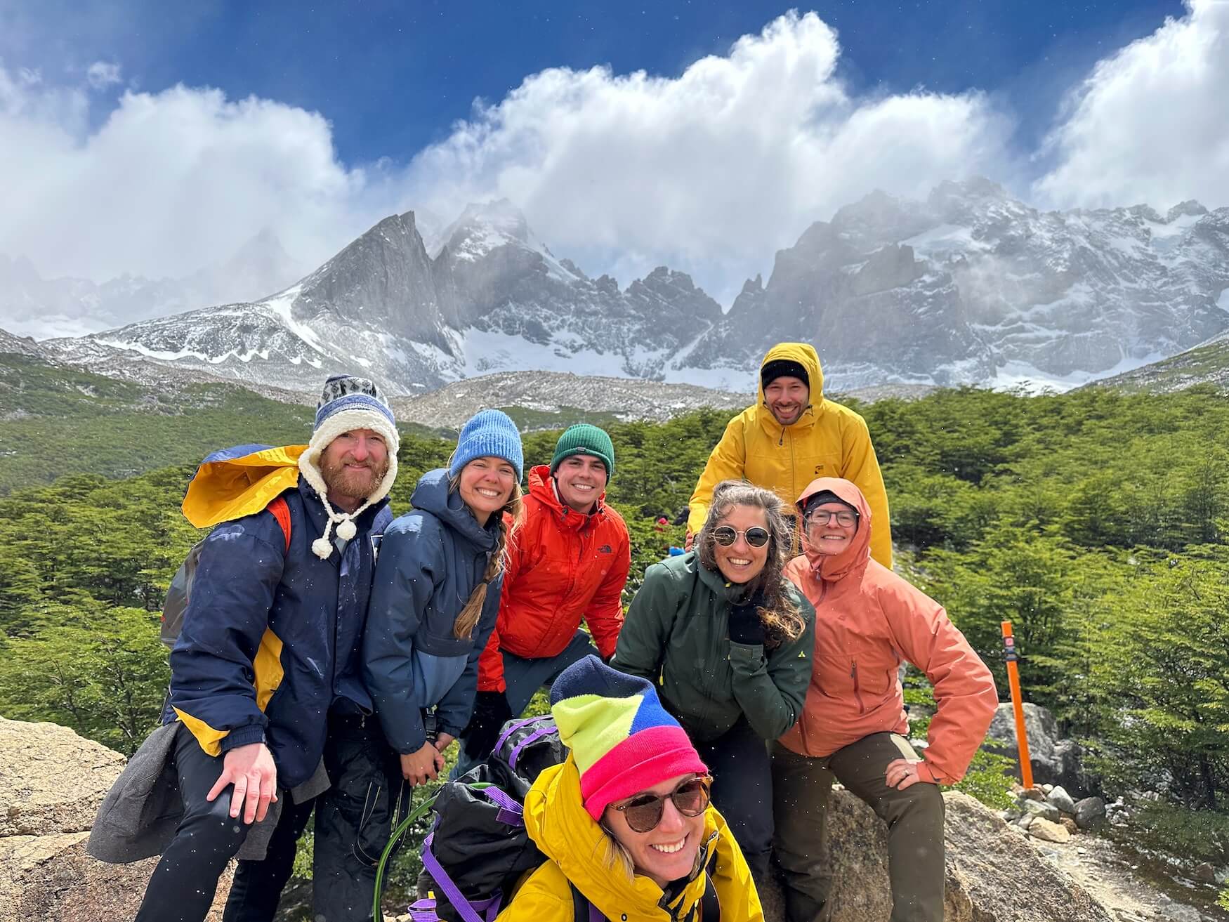 Groep wandelaars in torres del paine