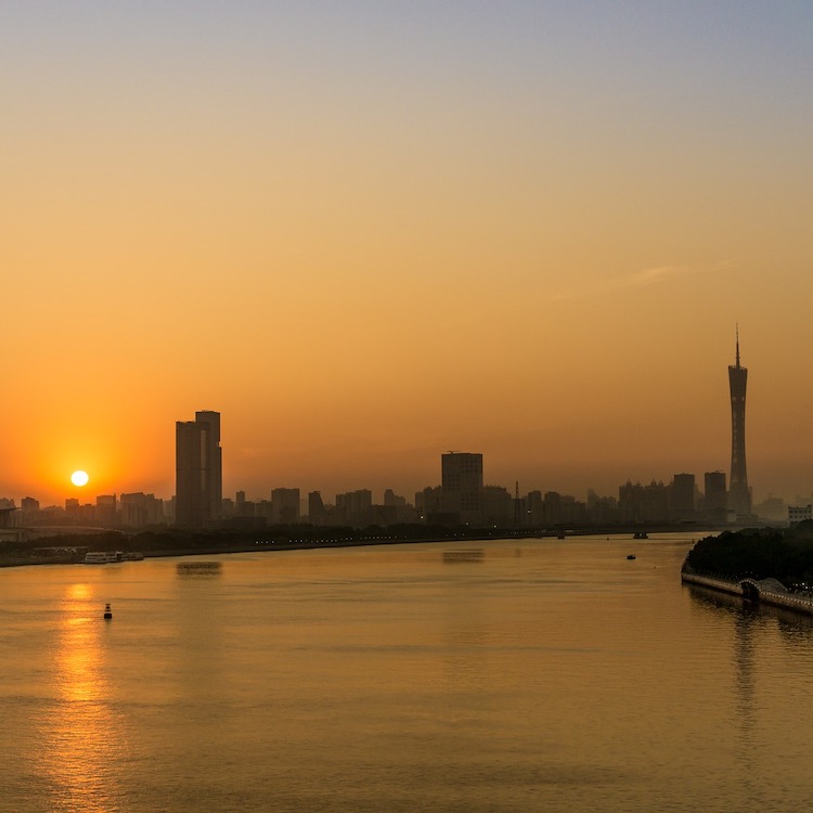 Guangzhou china zonsondergang