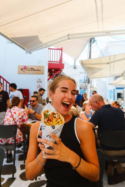 Gyros eten op Mykonos