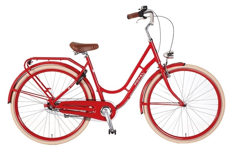 Hippe fiets van Popal in rood