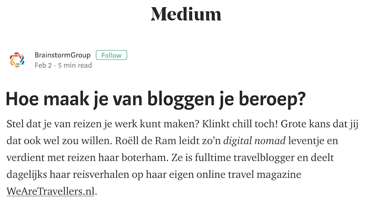 Hoe maak je van bloggen je beroep WeAreTravellers