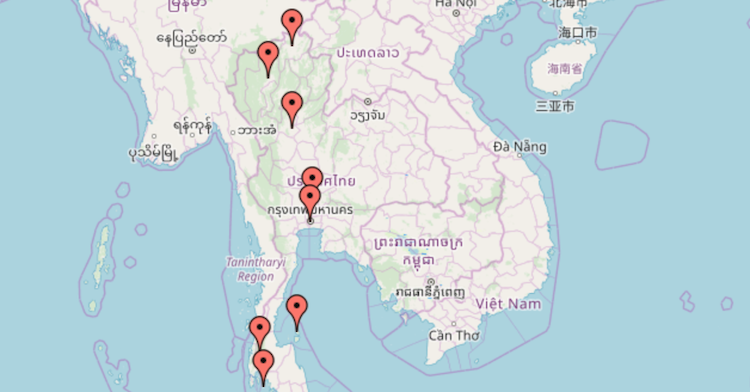 kaart thailand backpacken route