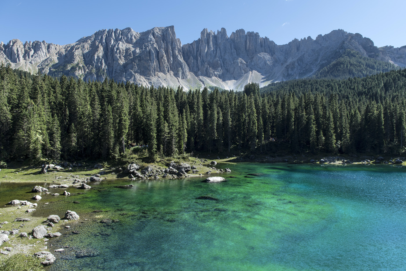 Karersee lake Eggental zuid tirol