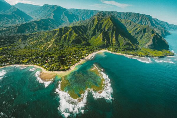 Kauai vanuit helicopter, Eilanden Hawaii