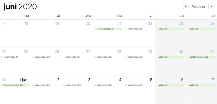 Meer vakantiedagen 2020 vrije dagen juni