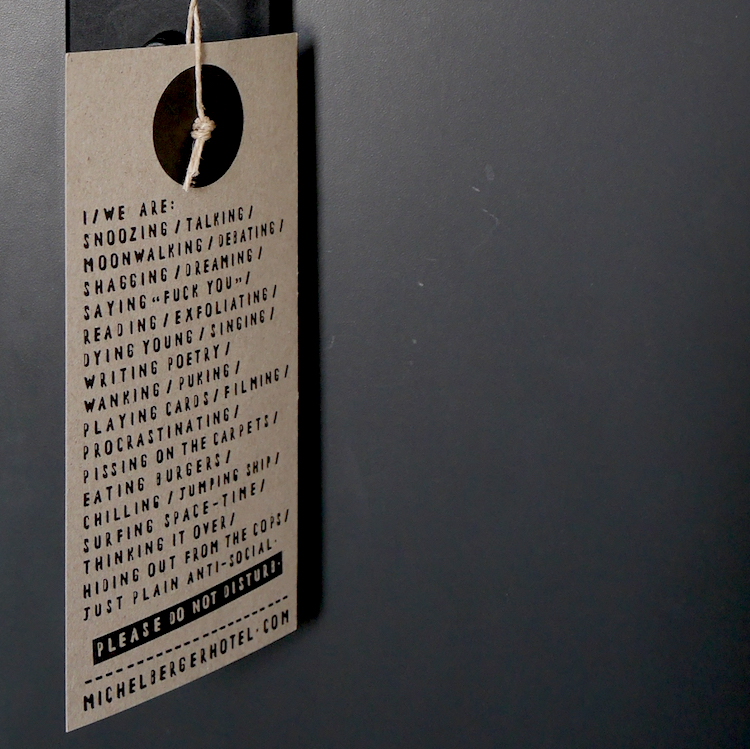 Michel Berger hotel do not disturb sign