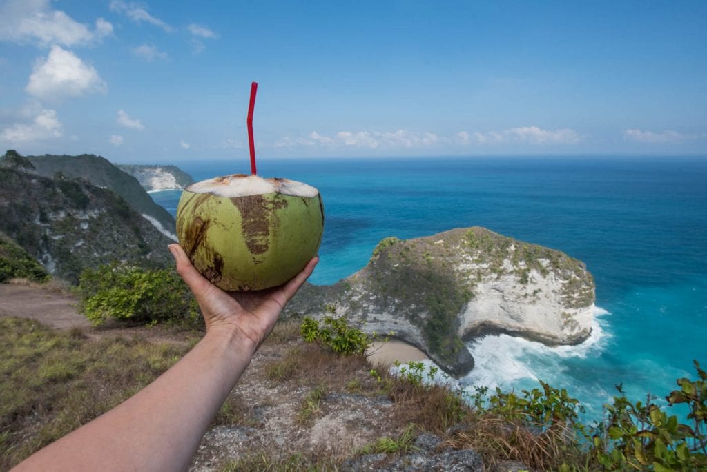 Nusa Penida Bali uitzicht op kelinkgking kokosoot