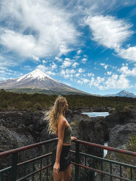 Op de foto bij Petrohué-watervallen