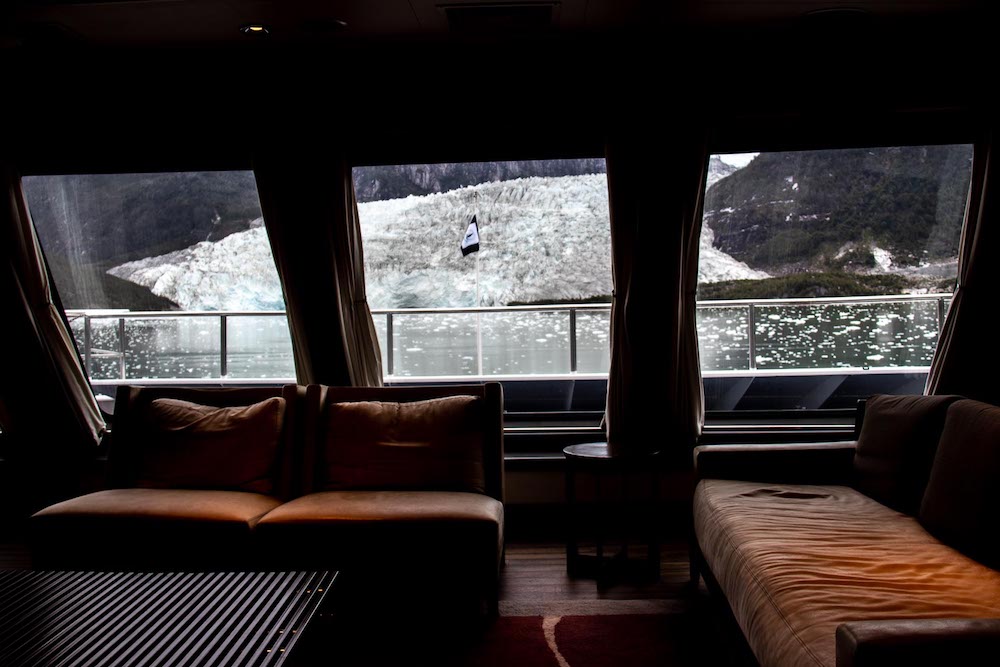 Patagonie cruise gletsjer vanuit raam