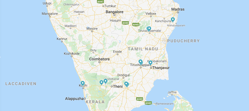 Rondreis zuid-india route kaart