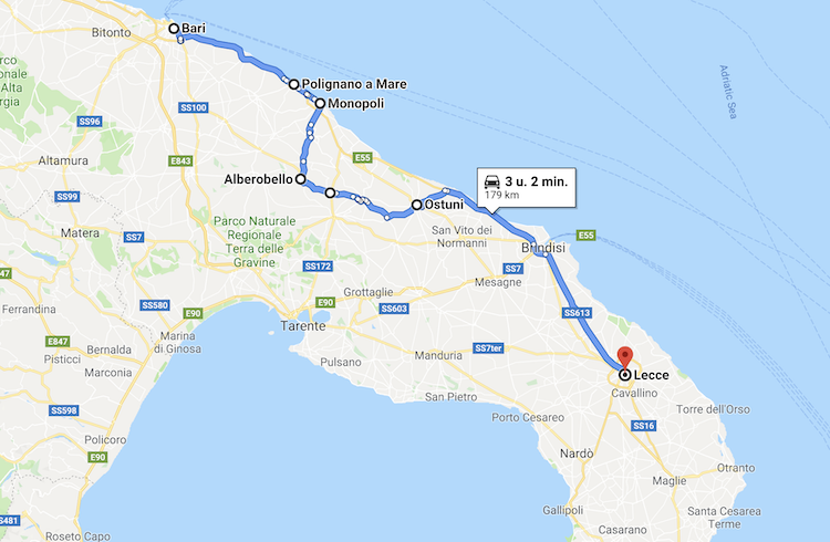 Route rondreis Puglia