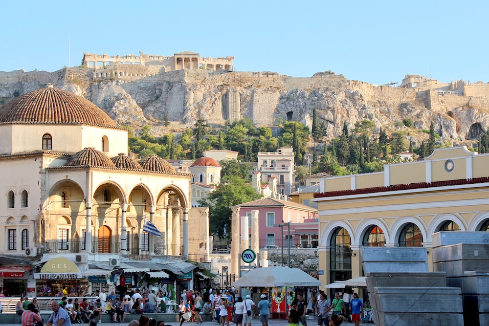 Straatbeeld Athene, Stedentrip Europa