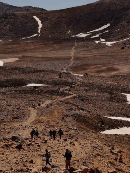 Tongariro Alpine Crossing wandelaars in landschap