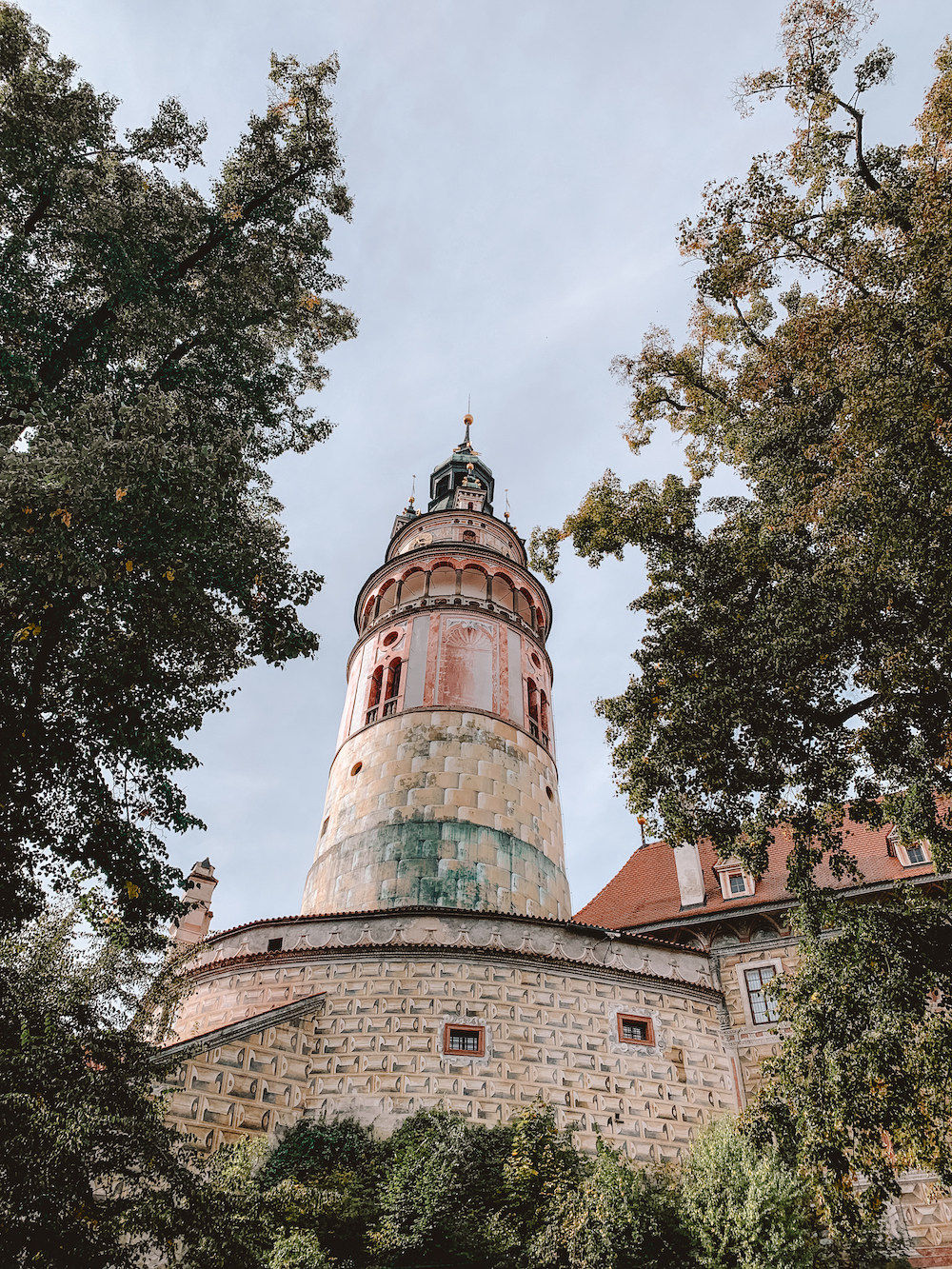 Toren van het kasteel van Cesky Krumlov
