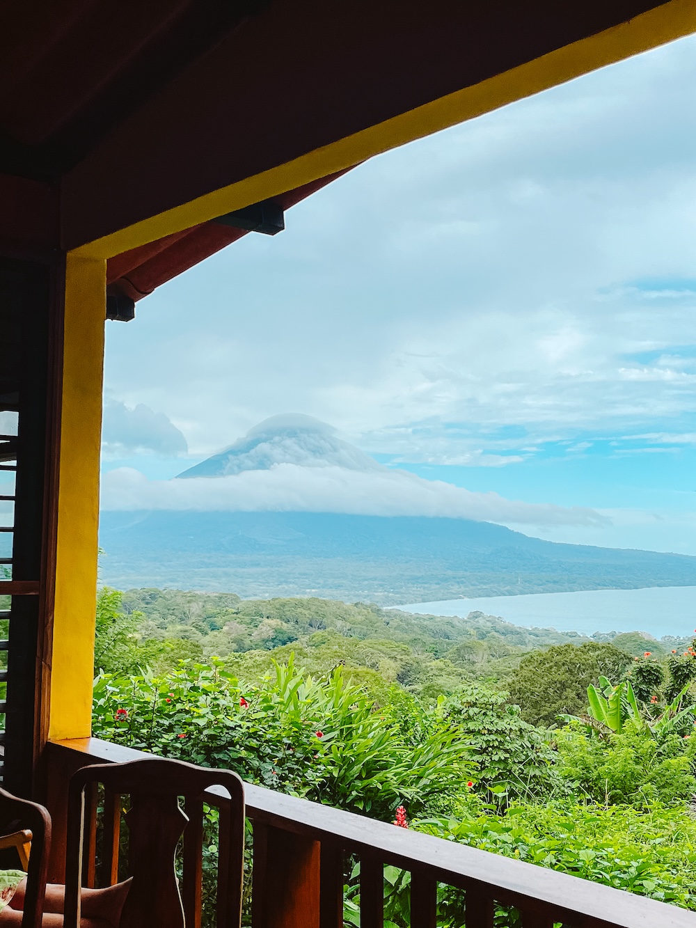 Uitzicht Isla de Ometepe huisje totoco
