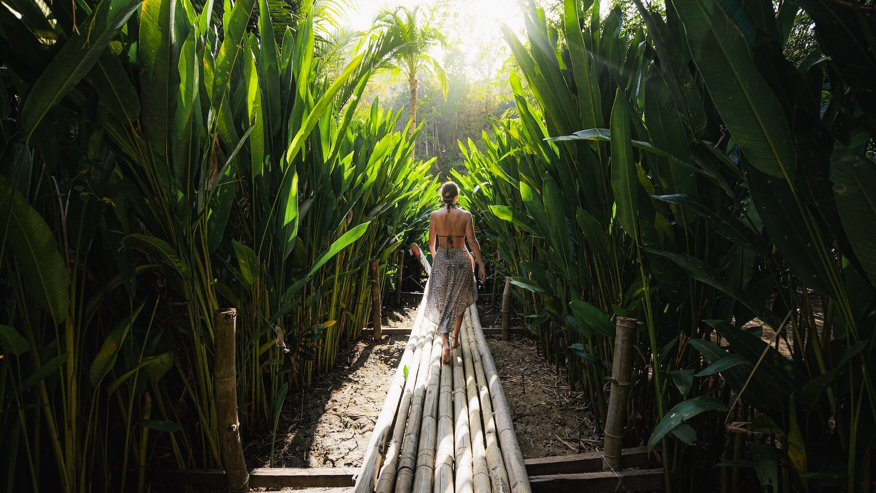 Vrouw wandelend tussen het groen, Filipijnen