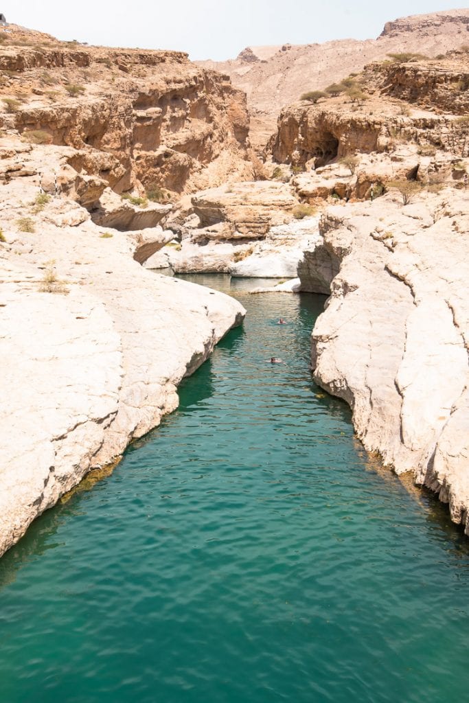 Wadi Shab zwemmen Oman