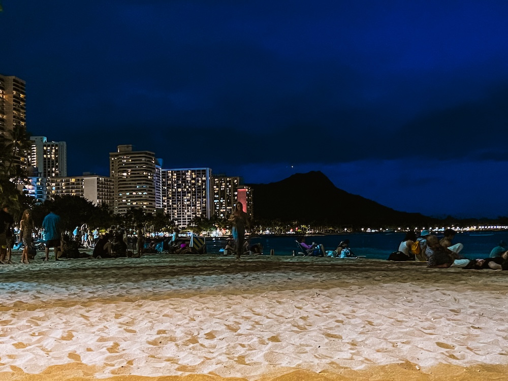 Waikiki Beach by night