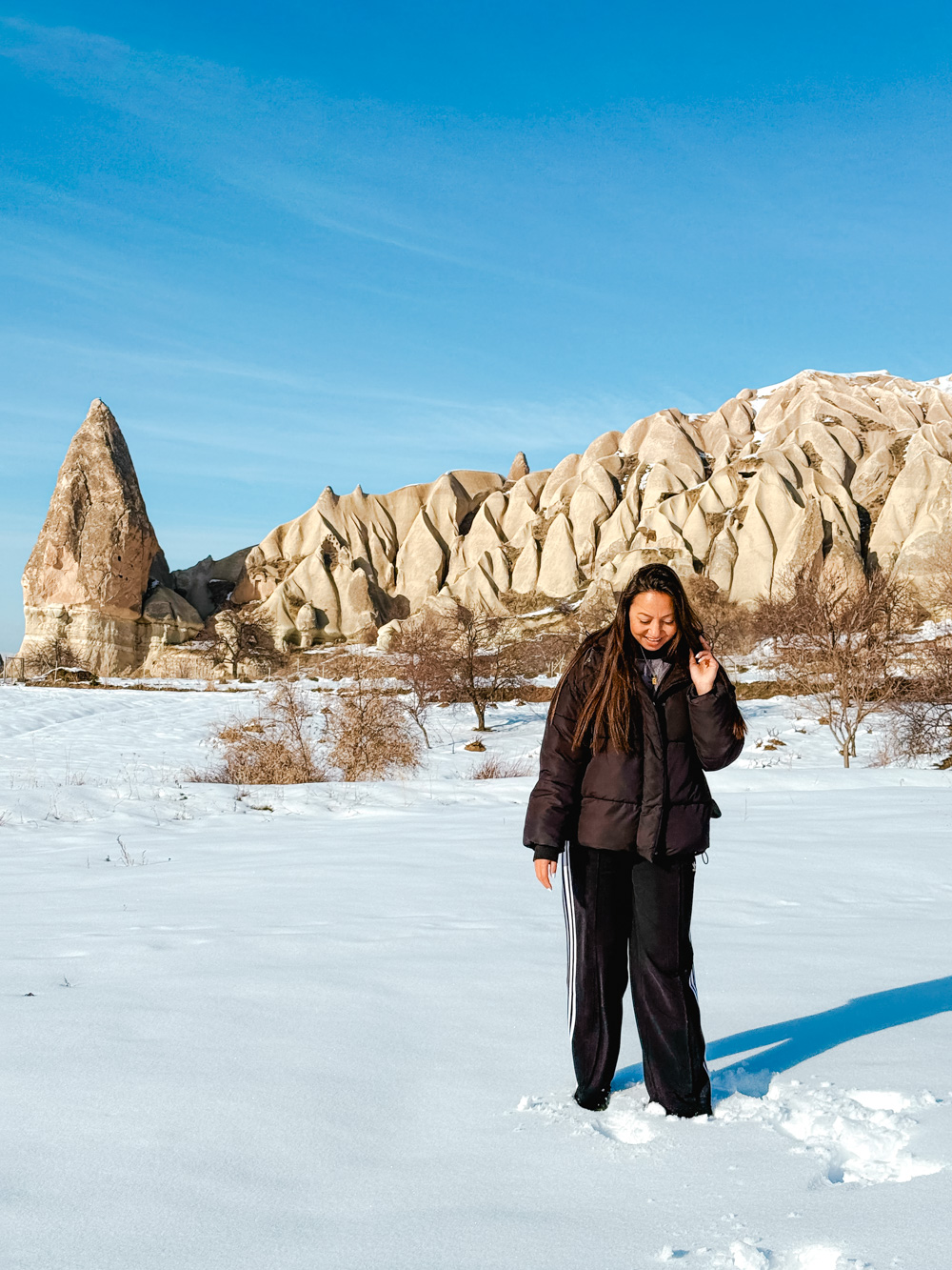 Wandelen in de winter in Cappadocia bij Love Valley