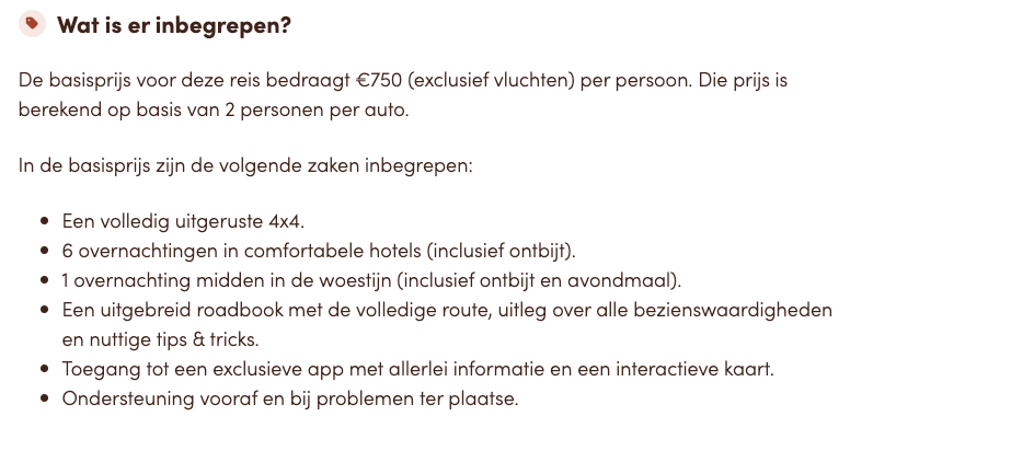 Wat is inbegrepen in de reis naar Jordanie