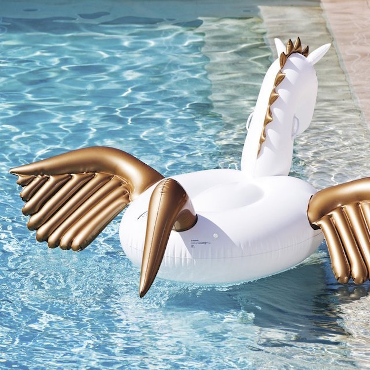 Zwembad speelgoed pegasus paard gouden vleugels