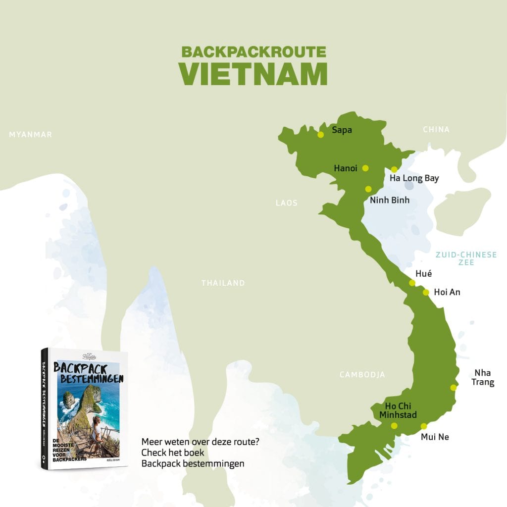 backpack route Vietnam boek backpack bestemmingen