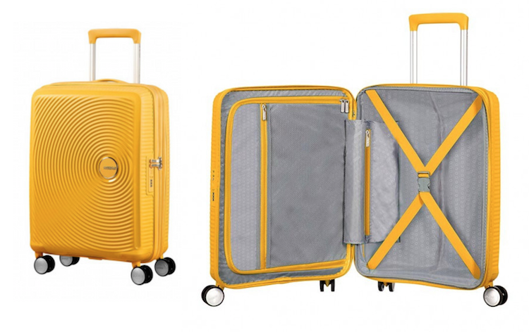 handbagage koffer American Tourister Soundbox Spinner 55 golden yellow