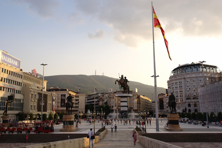 macedonie Skopje Stadscentrum Alexander de Groote Standbeeld