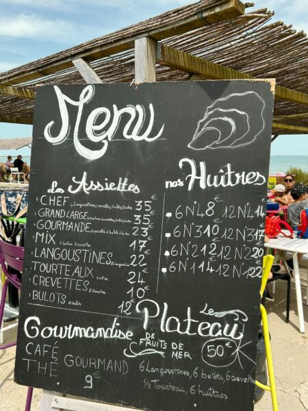 menu van restaurant, Ile de Ré