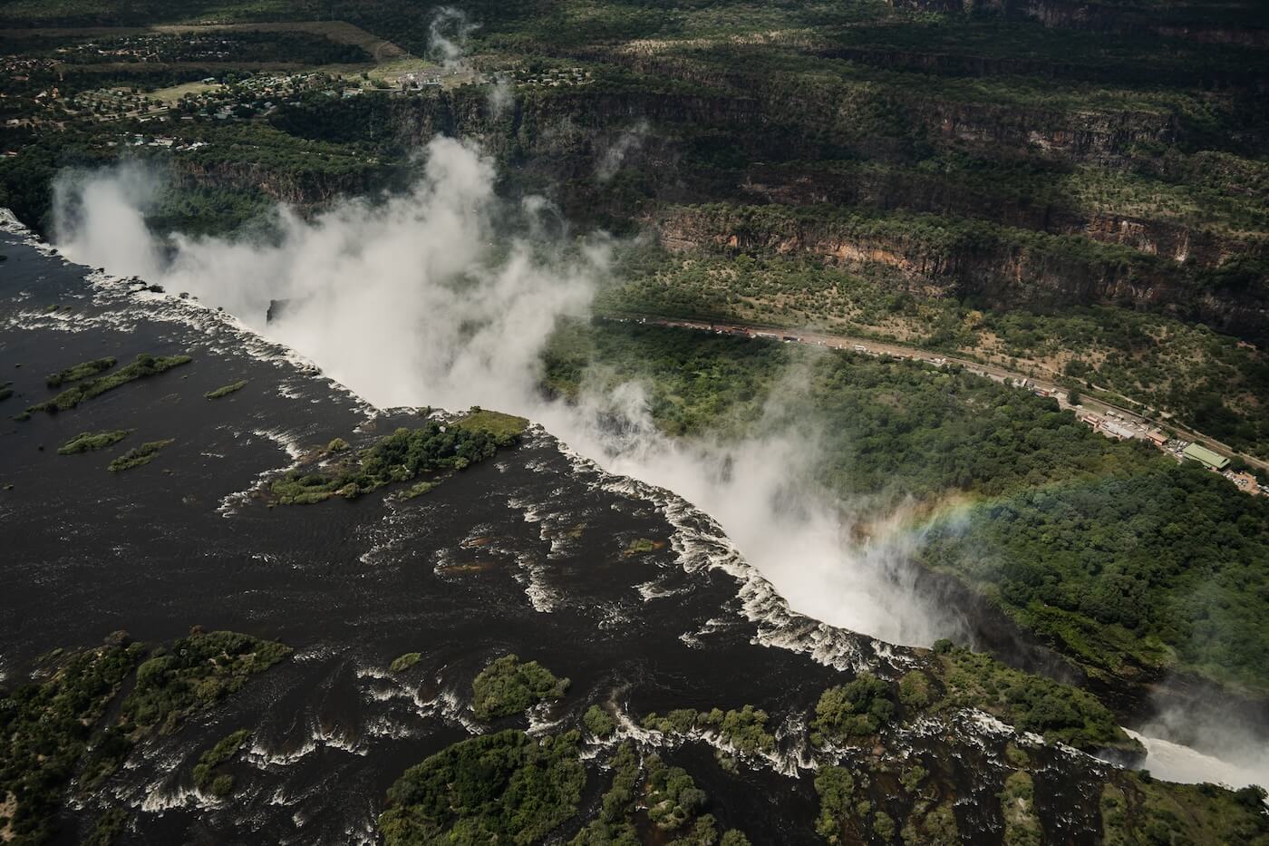 reisroute Botswana, Victoria Falls, drone foto