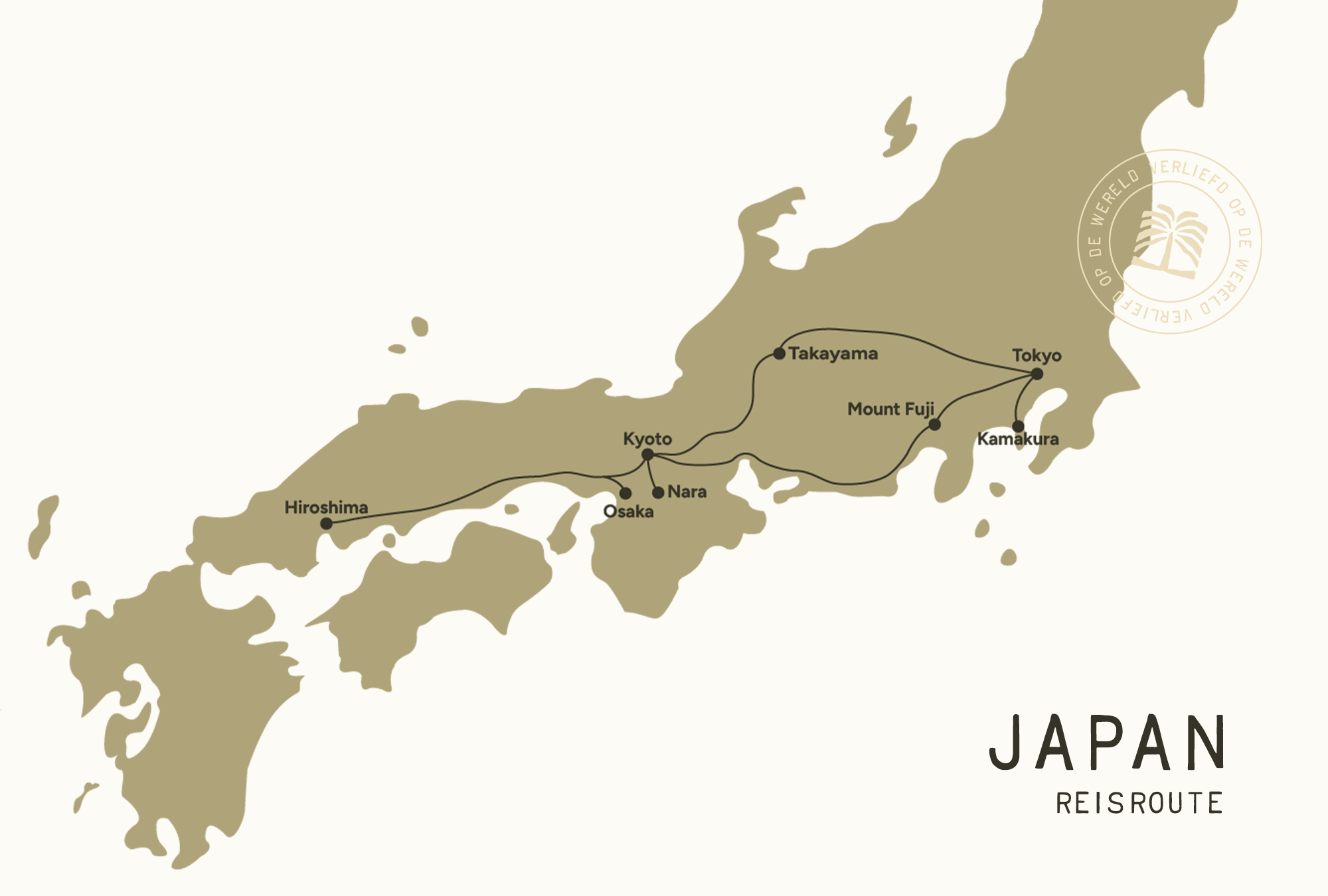 reisroute japan kaart