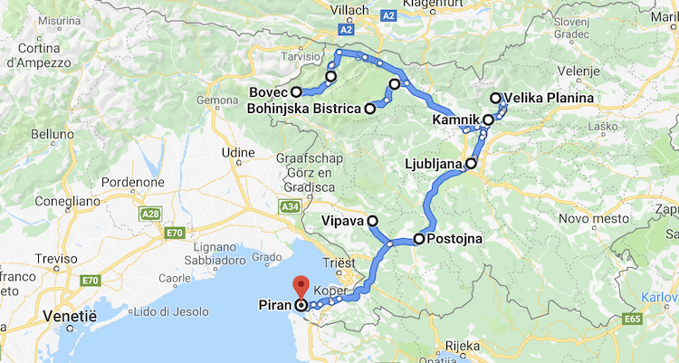 vakantie in Slovenie route