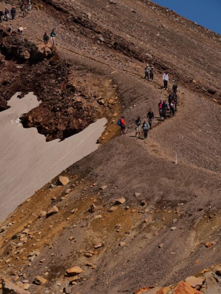 wandelaars op Tongariro Alpine Crossing