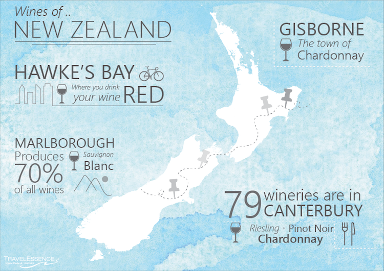 wijngebieden nieuw zeeland kaart Infographic
