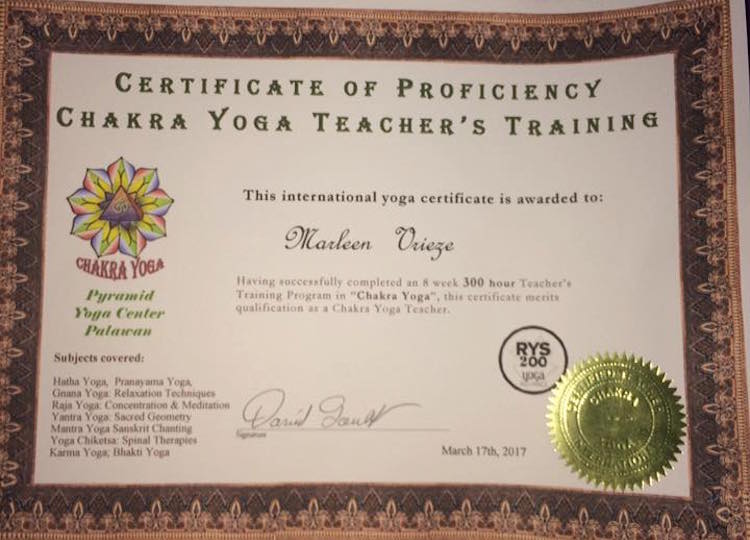 yoga teacher training certificaat chakra yoga